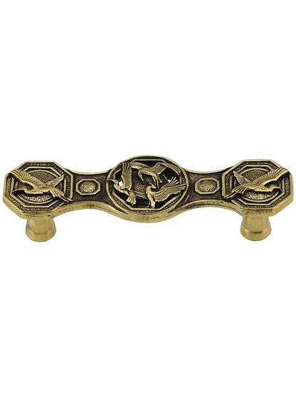 Crane Dance Drawer Pull in Brite Brass.